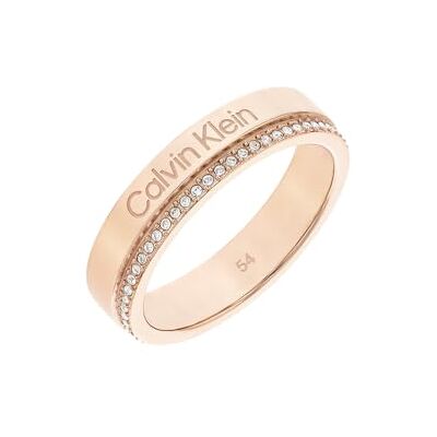 Calvin Klein Bague pour Femme Collection MINIMAL LINEAR en Or Rose Orné de Cristaux - Publicité Calvin Klein Bague pour Femme Collection MINIMAL LINEAR en Or Rose Orné de Cristaux - Publicité