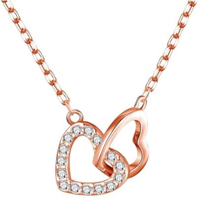 Philip Jones Collier à maillons en Forme de cœur plaqué Or Rose créé avec des Cristaux de Zircondia® - Publicité Philip Jones Collier à maillons en Forme de cœur plaqué Or Rose créé avec des Cristaux de Zircondia® - Publicité