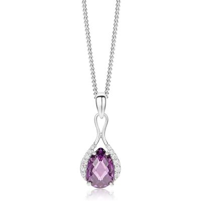 MIORE Collier Femme, Pendentif Argent Sterling 925, Améthyste 5.11ct et Zirconia, Forme de Poire, Chaîne Gourmette, 45 cm, Fermoir Mousqueton, Bijoux Femme avec Boite a Bijoux - Publicité MIORE Collier Femme, Pendentif Argent Sterling 925, Améthyste 5.11ct et Zirconia, Forme de Poire, Chaîne Gourmette, 45 cm, Fermoir Mousqueton, Bijoux Femme avec Boite a Bijoux - Publicité