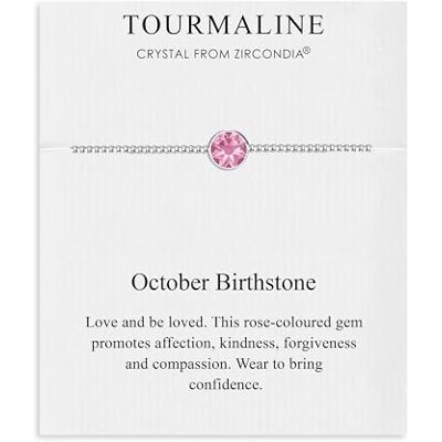 Philip Jones Bracelet de Pierre de Naissance d'octobre (Tourmaline) créé avec des Cristaux de Zircondia® - Publicité Philip Jones Bracelet de Pierre de Naissance d'octobre (Tourmaline) créé avec des Cristaux de Zircondia® - Publicité