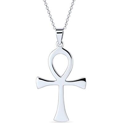 Bling Jewelry Grande Chaîne Pendentif Croix Égyptienne Ankh De Vie Pour Homme Adolescent En Argent Sterling Poli .925 - Publicité Bling Jewelry Grande Chaîne Pendentif Croix Égyptienne Ankh De Vie Pour Homme Adolescent En Argent Sterling Poli .925 - Publicité