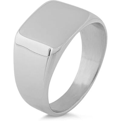 Akitsune Solida Bague Bague Design rectangulaire Femmes Hommes Acier Inoxydable Elgant Luxe Premium Minimaliste Sceau Argent US 8 - Publicité Akitsune Solida Bague Bague Design rectangulaire Femmes Hommes Acier Inoxydable Elgant Luxe Premium Minimaliste Sceau Argent US 8 - Publicité