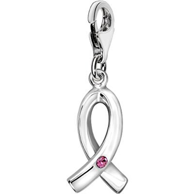 Quiges Charm Pendentif Breloque avec Fermoir Femme Plaqué Argent Ruban Rose Zircone 3D - Publicité Quiges Charm Pendentif Breloque avec Fermoir Femme Plaqué Argent Ruban Rose Zircone 3D - Publicité