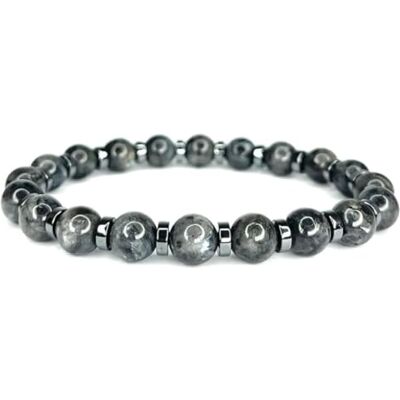 Felicidade Bracelet en Labradorite Foncée et Hématite Pierre Naturelle Perles de 8mm Bijou Unisexe Élégant Cadeau Homme et Femme Mystique et Équilibré - Publicité Felicidade Bracelet en Labradorite Foncée et Hématite Pierre Naturelle Perles de 8mm Bijou Unisexe Élégant Cadeau Homme et Femme Mystique et Équilibré - Publicité