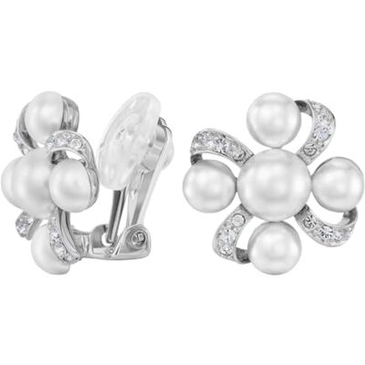Traveller Boucles d'oreilles à clips Femme Argent Perle Ø 8 & 6 mm Blanc Cristaux Platine 20 x 20 mm - Publicité Traveller Boucles d'oreilles à clips Femme Argent Perle Ø 8 & 6 mm Blanc Cristaux Platine 20 x 20 mm - Publicité