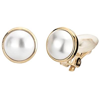 Traveller Boucles d'oreille clip avec une Perle blanche 10mm 22ct dorées - Publicité Traveller Boucles d'oreille clip avec une Perle blanche 10mm 22ct dorées - Publicité