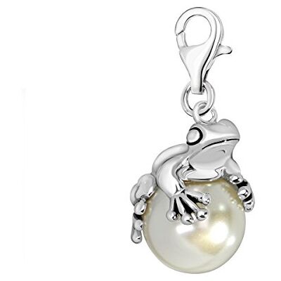 Quiges Charm Pendentif Breloque avec Fermoir Femme Plaqué Argent Imitation Perle Grenouille 3D - Publicité Quiges Charm Pendentif Breloque avec Fermoir Femme Plaqué Argent Imitation Perle Grenouille 3D - Publicité