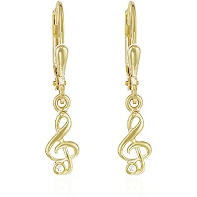 NKlaus Paire Brisure Clé de Sol Boucles d'oreilles 333 Or Jaune Zirconia Blanc Femme - Publicité NKlaus Paire Brisure Clé de Sol Boucles d'oreilles 333 Or Jaune Zirconia Blanc Femme - Publicité