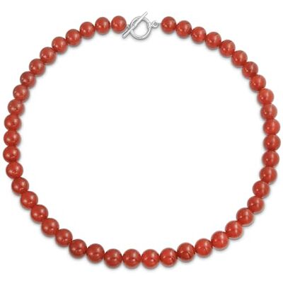 Bling Jewelry Collier de perles rondes en cornaline rouge classique simple et lisse de style occidental de 10 mm pour femmes et adolescentes avec fermoir plaqué argent de 19 pouces. Publicité Bling Jewelry Collier de perles rondes en cornaline rouge classique simple et lisse de style occidental de 10 mm pour femmes et adolescentes avec fermoir plaqué argent de 19 pouces. Publicité