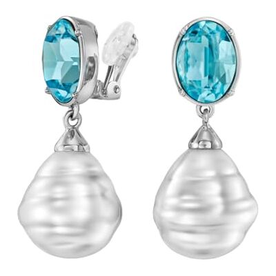 Traveller Boucles d'oreilles à clip Perle baroque Plaqué or 22 carats Pierres de cristal bleu clair 114287, Cristal - Publicité Traveller Boucles d'oreilles à clip Perle baroque Plaqué or 22 carats Pierres de cristal bleu clair 114287, Cristal - Publicité