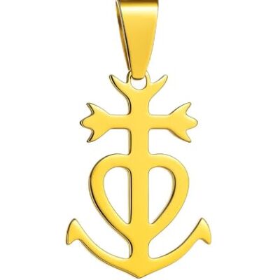 Felicidade Pendentif Croix de Camargue en Acier Inoxydable – Foi, Charité & Espérance – Symbole Spirituel et Traditionnel – Bijou Unisexe Élégant – Argenté ou Doré (Doré) - Publicité Felicidade Pendentif Croix de Camargue en Acier Inoxydable – Foi, Charité & Espérance – Symbole Spirituel et Traditionnel – Bijou Unisexe Élégant – Argenté ou Doré (Doré) - Publicité