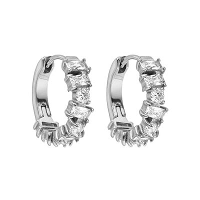 Purelei® Boucles d'oreilles créoles chics En acier inoxydable plaqué or 18 carats / plaqué or rose ou argent 17 mm de diamètre Avec pierres de zircone blanches scintillantes Pour femme, - Publicité Purelei® Boucles d'oreilles créoles chics En acier inoxydable plaqué or 18 carats / plaqué or rose ou argent 17 mm de diamètre Avec pierres de zircone blanches scintillantes Pour femme, - Publicité