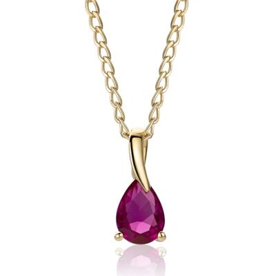 MIORE Collier Femme, Pendentif Or 9 Carats 375 Jaune, Rubis Rouge 0.70ct, Forme Poire, Chaîne Maille Gourmette, 45 cm, Fermoir Anneau à Ressort, Fabriqué en Italie - Publicité MIORE Collier Femme, Pendentif Or 9 Carats 375 Jaune, Rubis Rouge 0.70ct, Forme Poire, Chaîne Maille Gourmette, 45 cm, Fermoir Anneau à Ressort, Fabriqué en Italie - Publicité