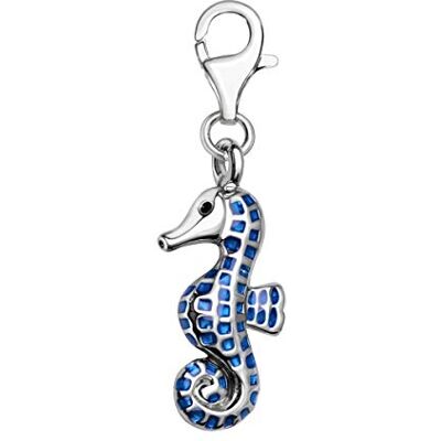 Quiges Charm Pendentif Breloque avec Fermoir Femme Plaqué Argent Hippocampe 3D en Émail Bleu - Publicité Quiges Charm Pendentif Breloque avec Fermoir Femme Plaqué Argent Hippocampe 3D en Émail Bleu - Publicité