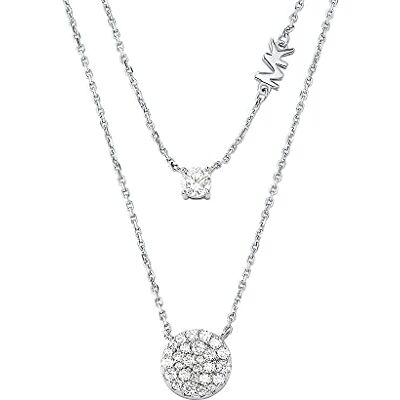 Michael Kors Collier Femme Disque Double Couche Pavé en Argent Sterling, - Publicité Michael Kors Collier Femme Disque Double Couche Pavé en Argent Sterling, - Publicité