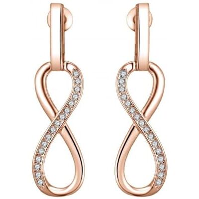 Philip Jones Boucles d'oreilles pendantes Infinity plaquées or rose créées avec des cristaux Zircondia® - Publicité Philip Jones Boucles d'oreilles pendantes Infinity plaquées or rose créées avec des cristaux Zircondia® - Publicité