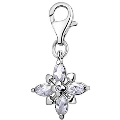 Quiges Charm Pendentif Breloque avec Fermoir Femme Plaqué Argent Zircone Blanche 3D Cristal Fleur Étoilée - Publicité Quiges Charm Pendentif Breloque avec Fermoir Femme Plaqué Argent Zircone Blanche 3D Cristal Fleur Étoilée - Publicité