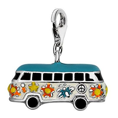 Quiges Charm Pendentif Breloque avec Fermoir Femme Plaqué Argent Bus Hippie 3D Multicolore Émaillé 3D - Publicité Quiges Charm Pendentif Breloque avec Fermoir Femme Plaqué Argent Bus Hippie 3D Multicolore Émaillé 3D - Publicité