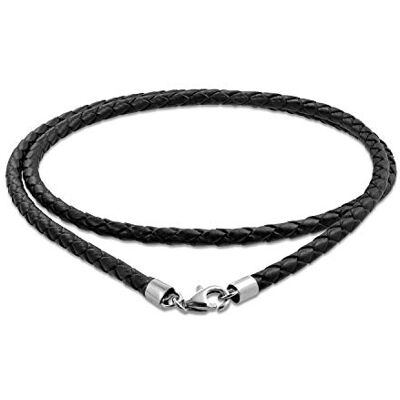 Bling Jewelry Collier Tressé En Cuir Véritable Noir Avec Pendentif Pour Femmes, Hommes Et Adolescents. Fermoir Mousqueton En Argent .925 De 18 Pouces - Publicité Bling Jewelry Collier Tressé En Cuir Véritable Noir Avec Pendentif Pour Femmes, Hommes Et Adolescents. Fermoir Mousqueton En Argent .925 De 18 Pouces - Publicité
