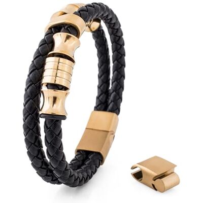 Akitsune Gracilitas Bracelet en cuir Bijoux de bras Femme Acier inoxydable Bracelet magntique Homme Or Noir 19cm - Publicité Akitsune Gracilitas Bracelet en cuir Bijoux de bras Femme Acier inoxydable Bracelet magntique Homme Or Noir 19cm - Publicité