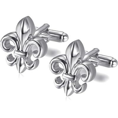BOBIJOO Jewelry Boutons de Manchette Fleur de Lys Argenté - Publicité BOBIJOO Jewelry Boutons de Manchette Fleur de Lys Argenté - Publicité