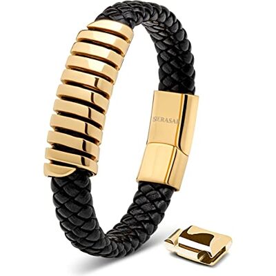 SERASAR Bracelet Magnetique Homme or 17cm Cuir Acier Inoxydable Tissé Réglable Hommes Chaîne Tressé Accessoire Jeune Garcon Bijou Jewelry Luxe Cadeaux Saint Valentin Argent Large Classic - Publicité SERASAR Bracelet Magnetique Homme or 17cm Cuir Acier Inoxydable Tissé Réglable Hommes Chaîne Tressé Accessoire Jeune Garcon Bijou Jewelry Luxe Cadeaux Saint Valentin Argent Large Classic - Publicité