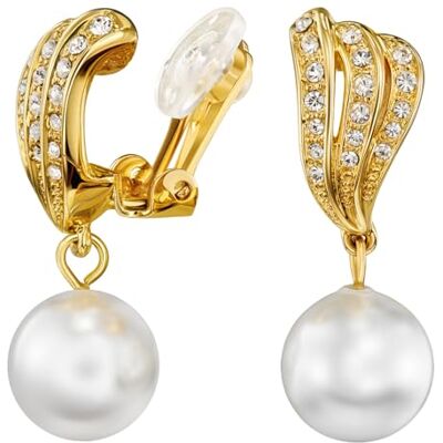 Traveller Boucles d'oreilles à clip Pendentif Perle Cristaux Plaqué or ou platine, Cristal - Publicité Traveller Boucles d'oreilles à clip Pendentif Perle Cristaux Plaqué or ou platine, Cristal - Publicité