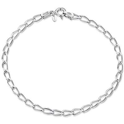 Amberta Bracelet à Breloques pour Femmes en Argent 925/1000 Maille Cheval Ajustable: Argenté - Publicité Amberta Bracelet à Breloques pour Femmes en Argent 925/1000 Maille Cheval Ajustable: Argenté - Publicité