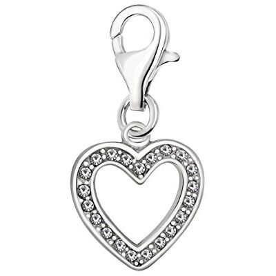Quiges Charm Pendentif Breloque avec Fermoir Femme Plaqué Argent Zircone Blanche à Coeur Ouvert - Publicité Quiges Charm Pendentif Breloque avec Fermoir Femme Plaqué Argent Zircone Blanche à Coeur Ouvert - Publicité