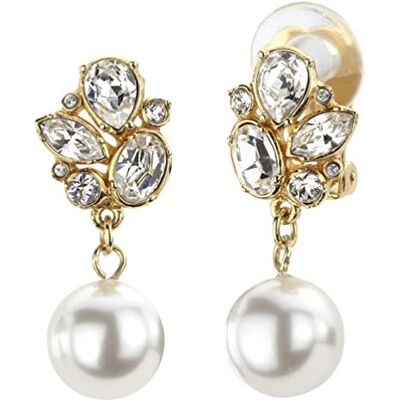 Traveller Boucles d'oreilles à clip Plaqué or 22 carats Avec pierres de cristal Perle 10 mm Blanc , Autre, Cristal - Publicité Traveller Boucles d'oreilles à clip Plaqué or 22 carats Avec pierres de cristal Perle 10 mm Blanc , Autre, Cristal - Publicité