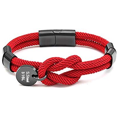 ZENSE Bracelet cordon noeud marin ajustable ZB0320, Rouge - Publicité ZENSE Bracelet cordon noeud marin ajustable ZB0320, Rouge - Publicité