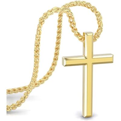 SERASAR Collier Croix Homme avec Pendentif 50cm Chaine Or Bijoux Plaqué Idée Cadeau Anniversaire Fête des Pères Punk Rock Saint Valentin - Publicité SERASAR Collier Croix Homme avec Pendentif 50cm Chaine Or Bijoux Plaqué Idée Cadeau Anniversaire Fête des Pères Punk Rock Saint Valentin - Publicité