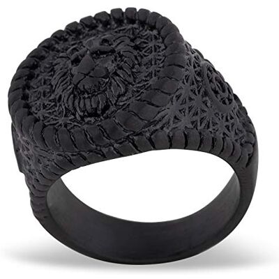 Akitsune Imperator Ring Bague Design Femmes Hommes Acier Inoxydable Grand Sceau du Roi Lion Noir US 11 - Publicité Akitsune Imperator Ring Bague Design Femmes Hommes Acier Inoxydable Grand Sceau du Roi Lion Noir US 11 - Publicité