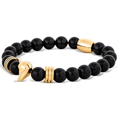 Akitsune Bracelet de Perles d'obsidienne Bijoux de Bras Femme Homme Onyx Pierre de Lave Or Noir Lisse 18cm - Publicité Akitsune Bracelet de Perles d'obsidienne Bijoux de Bras Femme Homme Onyx Pierre de Lave Or Noir Lisse 18cm - Publicité