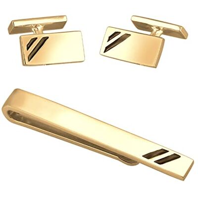 Kuzzoi Boutons de manchette et épingle à cravate pour homme Design doré En argent sterling 925 plaqué or avec détails en émail Cadeau pour homme pour mariage et anniversaire - Publicité Kuzzoi Boutons de manchette et épingle à cravate pour homme Design doré En argent sterling 925 plaqué or avec détails en émail Cadeau pour homme pour mariage et anniversaire - Publicité