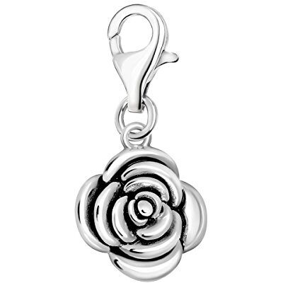 Quiges Charm Pendentif Perle avec Fermoir Femme Argent 925 Fleur de Rose 3D - Publicité Quiges Charm Pendentif Perle avec Fermoir Femme Argent 925 Fleur de Rose 3D - Publicité