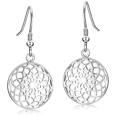 MATERIA by Matthias Wagner Boucles d'oreilles pendantes pour femme en argent 925 Mandala rhodié #SO-451-Silber - Publicité MATERIA by Matthias Wagner Boucles d'oreilles pendantes pour femme en argent 925 Mandala rhodié #SO-451-Silber - Publicité