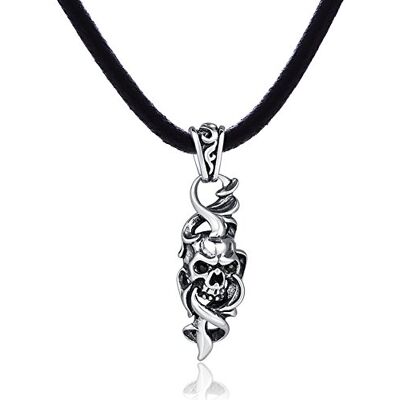 DonDon Collier en Cuir pour Homme 50 cm avec Pendentif en Acier Inoxydable dans différents modèles - Publicité DonDon Collier en Cuir pour Homme 50 cm avec Pendentif en Acier Inoxydable dans différents modèles - Publicité