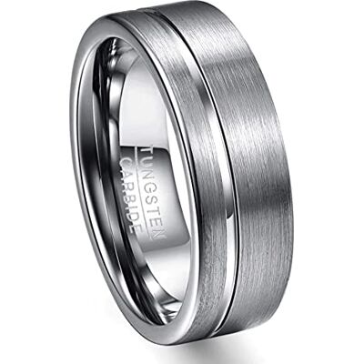 ZENSE Bague homme satinée rainurée en acier argenté , taille 58 - Publicité ZENSE Bague homme satinée rainurée en acier argenté , taille 58 - Publicité