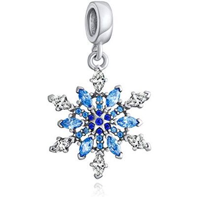 Bling Jewelry Frozen Winter Holiday Party Christmas Ice Blue Cristal Snowflake Dangling Bead Cz Charm .925 Argent Sterling Pour Femmes European Bracelet - Publicité Bling Jewelry Frozen Winter Holiday Party Christmas Ice Blue Cristal Snowflake Dangling Bead Cz Charm .925 Argent Sterling Pour Femmes European Bracelet - Publicité