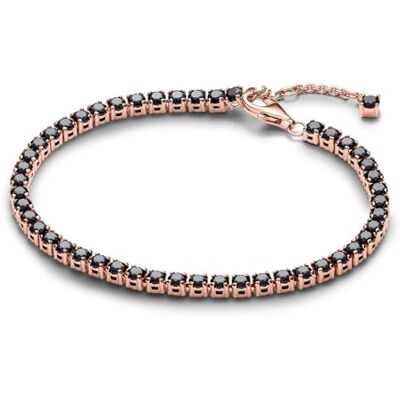 PANDORA Timeless Bracelet en métal plaqué or rose 14 carats avec cristal noir - Publicité PANDORA Timeless Bracelet en métal plaqué or rose 14 carats avec cristal noir - Publicité