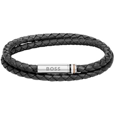 BOSS Jewelry Bracelet pour Homme Collection ARES avec Cuir Tressé Noir à Double Tour - Publicité BOSS Jewelry Bracelet pour Homme Collection ARES avec Cuir Tressé Noir à Double Tour - Publicité