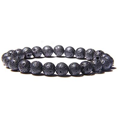 ZENSE Bracelet ajustable homme perles noires en lave volcanique - Publicité ZENSE Bracelet ajustable homme perles noires en lave volcanique - Publicité