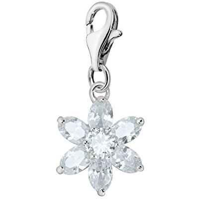 Quiges Charm Pendentif Breloque avec Fermoir Femme Plaqué Argent Fleur de Zircone Poire Blanche Cristal - Publicité Quiges Charm Pendentif Breloque avec Fermoir Femme Plaqué Argent Fleur de Zircone Poire Blanche Cristal - Publicité
