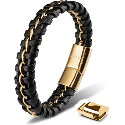 SERASAR Bracelet or Homme Cuir 17cm Acier Inoxydable Véritable Multi Tissé Réglable Les Hommes Chaîne Tressé Accessoire Jeune Garcon Bijou Jewelry Luxe Cadeaux Saint Valentin Argent Large Classic - Publicité SERASAR Bracelet or Homme Cuir 17cm Acier Inoxydable Véritable Multi Tissé Réglable Les Hommes Chaîne Tressé Accessoire Jeune Garcon Bijou Jewelry Luxe Cadeaux Saint Valentin Argent Large Classic - Publicité