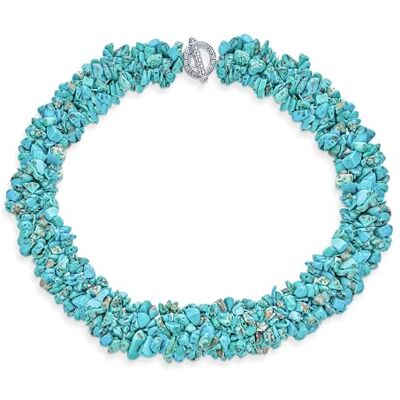Bling Jewelry Colliers De Pierres De Turquoise Stabilisées En Forme De Bib Chunky Cluster Statement Multi Strand Statement Colliers Avec Fermoir Plaqué Argent - Publicité Bling Jewelry Colliers De Pierres De Turquoise Stabilisées En Forme De Bib Chunky Cluster Statement Multi Strand Statement Colliers Avec Fermoir Plaqué Argent - Publicité