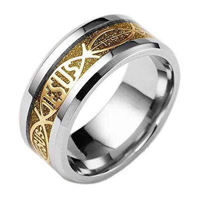 BlackAmazement Bague en acier inoxydable 316L Jésus Ichthys Poisson Christ Or Bleu Argent Noir Homme Femme, acier inoxydable, - Publicité BlackAmazement Bague en acier inoxydable 316L Jésus Ichthys Poisson Christ Or Bleu Argent Noir Homme Femme, acier inoxydable, - Publicité