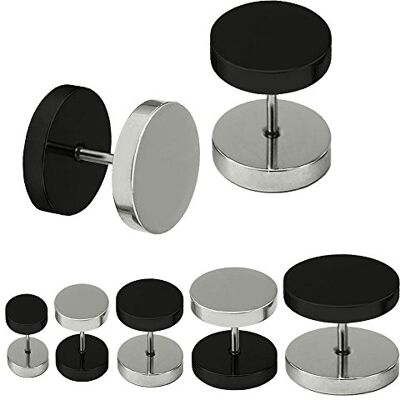 SoulCats Deux Fakeplugs en Argent Noir 4 5 6 8 10 12 14 16 mm Faux Plug Boucles d'oreilles en Acier Inoxydable Hommes - Publicité SoulCats Deux Fakeplugs en Argent Noir 4 5 6 8 10 12 14 16 mm Faux Plug Boucles d'oreilles en Acier Inoxydable Hommes - Publicité