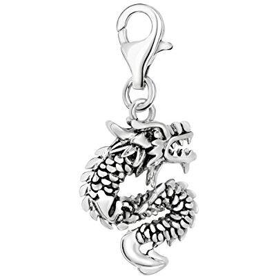 Quiges Charm Pendentif Breloque avec Fermoir Femme Plaqué Argent Dragon Chinois 3D - Publicité Quiges Charm Pendentif Breloque avec Fermoir Femme Plaqué Argent Dragon Chinois 3D - Publicité