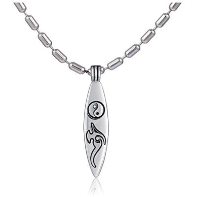 DonDon Collier Homme en Acier Inoxydable 55 cm avec Pendentif Surf Ying Yang en Acier Inoxydable dans Une Pochette en Velours Noir - Publicité DonDon Collier Homme en Acier Inoxydable 55 cm avec Pendentif Surf Ying Yang en Acier Inoxydable dans Une Pochette en Velours Noir - Publicité
